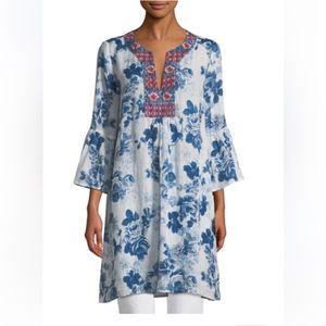 Johnny Was Flare Sleeve Floral Print Tunic/ Dress. Size XL.